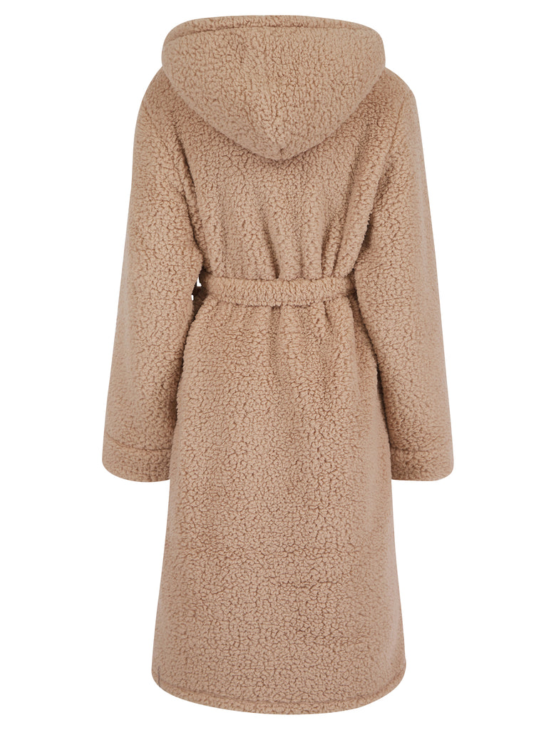 Women's Teddy Chunky Soft Fleece Tie Robe Dressing Gown with Hood in T Tokyo Laundry Women's Teddy Chunky Soft Fleece Tie Robe Dressing Gown with Hood in T Tokyo Laundry