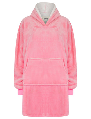 Adult Snuggling Soft Fleece Borg Lined Oversized Hooded Blanket with Pocket in Cameo Pink - Tokyo Laundry