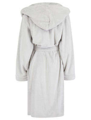 Women's Kia Chunky Soft Fleece Tie Robe Dressing Gown with Hood in Grey - Tokyo Laundry