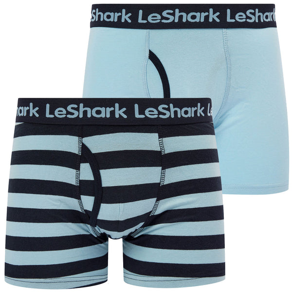 Breach (2 Pack) Striped Boxer Shorts Set in Sky Captain Navy / Blue Bell - Le Shark