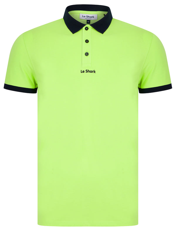 Ridge Stretch Cotton Pique Polo Shirt in Opaline Green - Le Shark