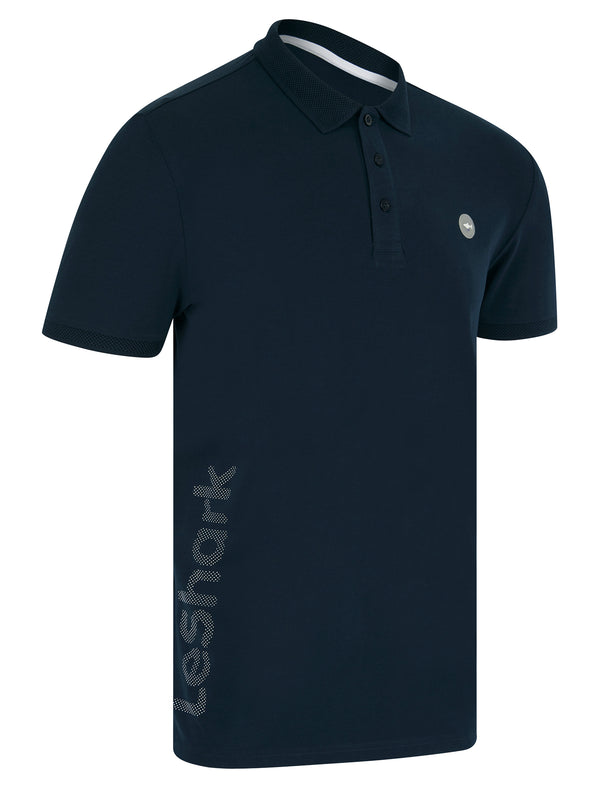 Hickory Stretch Cotton Pique Polo Shirt in Sky Captain Navy - Le Shark