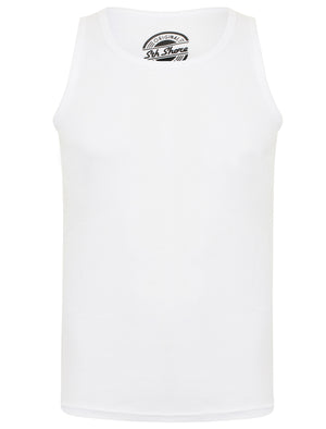 Tuns 4 Pack Cotton Ribbed Sleeveless Vest Tops in Amazon Khaki / Black / Light Grey Marl / Optic White - South Shore