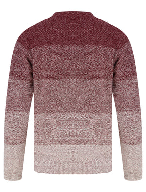 Dusen Graduated Colour Block Knitted Jumper in Claret - Tokyo Laundry