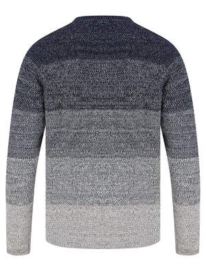 Dusen Graduated Colour Block Knitted Jumper in Navy - Tokyo Laundry