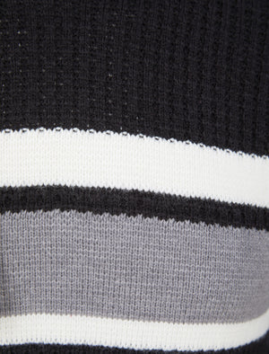 Arcs Textured Waffle Knit Pullover Hoodie in Jet Black - Dissident