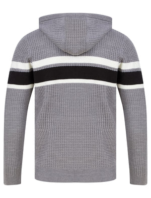 Arcs Textured Waffle Knit Pullover Hoodie in Mid Grey Marl - Dissident