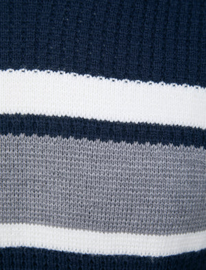Arcs Textured Waffle Knit Pullover Hoodie in Sky Captain Navy - Dissident