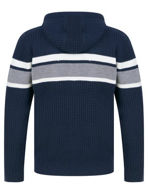 Arcs Textured Waffle Knit Pullover Hoodie in Sky Captain Navy - Dissident