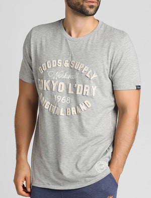 Williamson Applique Cotton T-Shirt In Light Grey Marl - Tokyo Laundry