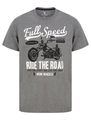 Full Speed Motif Cotton Jersey T-Shirt in Mid Grey Marl - South Shore