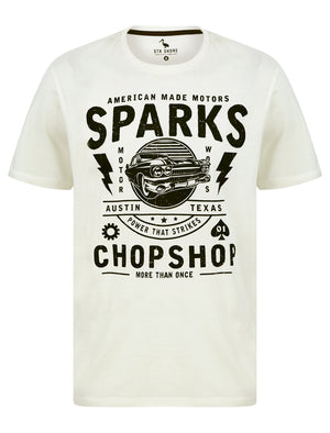 Sparks Motif Cotton Jersey T-Shirt in Snow White - South Shore