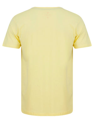 Palm Beach Motif Cotton Jersey T-Shirt in Pastel Yellow - South Shore