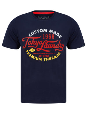 Bluesy Tee Motif Cotton Jersey T-Shirt in Sky Captain Navy - Tokyo Laundry