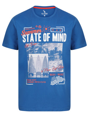 Summer State Motif Cotton Jersey T-Shirt in Deep Water - South Shore