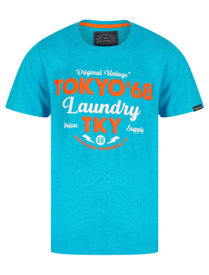Watcher Motif Cotton Jersey Grindle T-Shirt in Sea - Tokyo Laundry