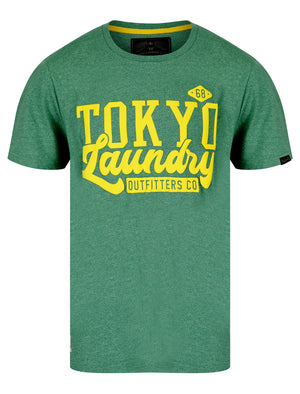 Shaker Motif Cotton Jersey Grindle T-Shirt in Light Green - Tokyo Laundry