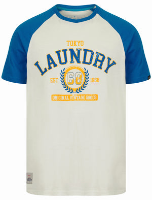 Summit Baseball Style Raglan Sleeve Crew Neck T-Shirt in Snow White - Tokyo Laundry