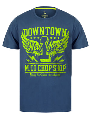 Downtown Motif Cotton Jersey T-Shirt in Dutch Blue - South Shore