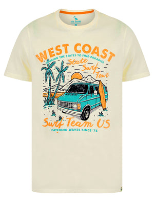 Surf Team Motif Cotton Jersey T-Shirt in Marshmallow White - South Shore