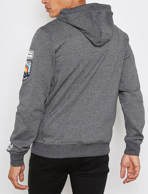Timberfield Pullover Hoodie With Patches In Charcoal - Tokyo Laundry