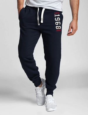 Nayfield Brushback Fleece Cuffed Joggers in Sky Captain Navy - Tokyo Laundry