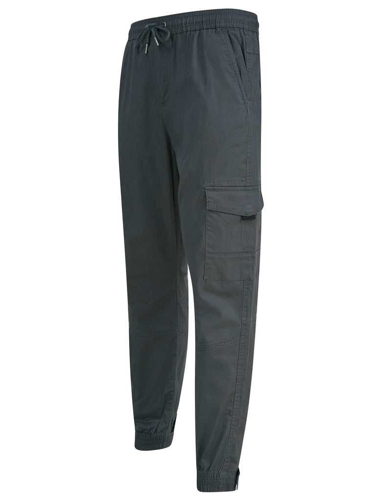 Mauro Stretch Cotton Twill Cuffed Cargo Jogger Pants in Burnt