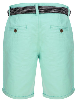 Sheringham Cotton Twill Chino Shorts With Woven Belt in Mint - Tokyo Laundry