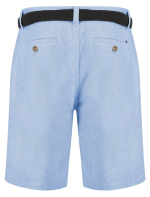 Kamdi Cotton Chino Shorts with Woven Belt in Blue Oxford - Tokyo Laundry