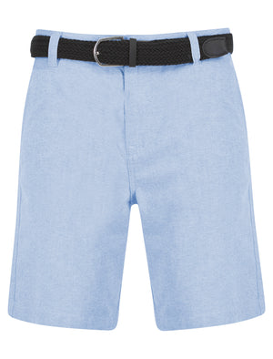 Armando Cotton Chino Shorts with Woven Belt in Blue Oxford - Tokyo Laundry