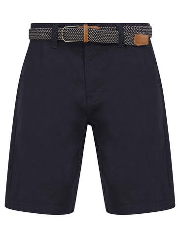 MEN'S COTTON TWILL CHINO SHORTS WITH WOVEN BELT