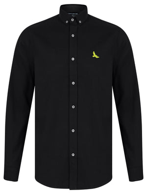 Ashbourne Cotton Twill Long Sleeve Shirt in Jet Black - Kensington Eastside
