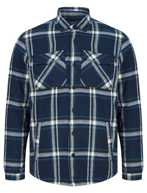 Hesperus Quilted Cotton Flannel Checked Overshirt Jacket in Sky Captain Navy - Tokyo Laundry