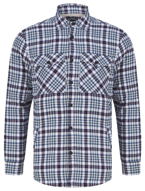 Sawatch Borg Lined Cotton Flannel Checked Overshirt Jacket in Blue / Navy  - Tokyo Laundry
