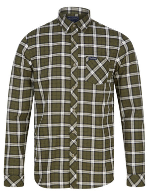 Deciduous Checked Cotton Flannel Shirt in Grape Leaf - Tokyo Laundry