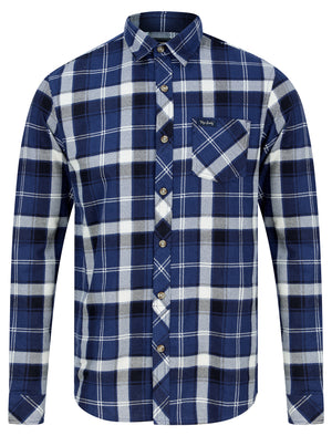 Gaspesie Checked Cotton Flannel Shirt in Twilight Blue - Tokyo Laundry