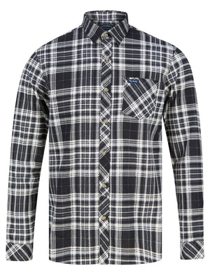 Acadian Checked Cotton Flannel Shirt in Jet Black - Tokyo Laundry