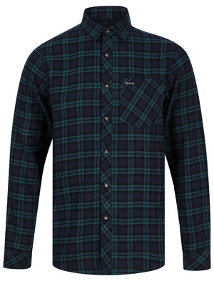McKinley Yarn Dyed Checked Cotton Flannel Shirt in Navy / Green - Tokyo Laundry