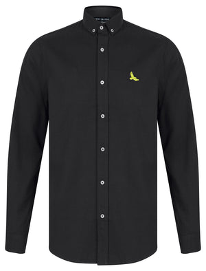 Ashbourne 2 Cotton Twill Long Sleeve Shirt in Jet Black - Kensington Eastside