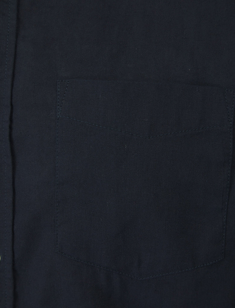 Gosier Grandad Collar Long Sleeve Cotton Linen Shirt in Soft Blue - To