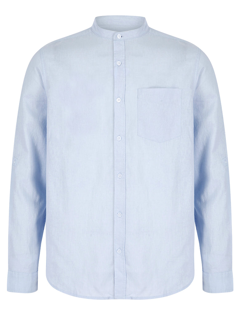 Camicia Tokyo Laundry Uomo Maniche Lunghe | Colore Azzurro | Vestibilità Regolare In Misto Cotone E Lino