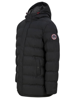 Alvar Quilted Puffer Jacket with Hood in Jet Black - Tokyo Laundry Active Tech