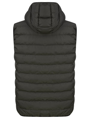 Dallon Quilted Puffer Gilet with Hood in Khaki - Tokyo Laundry