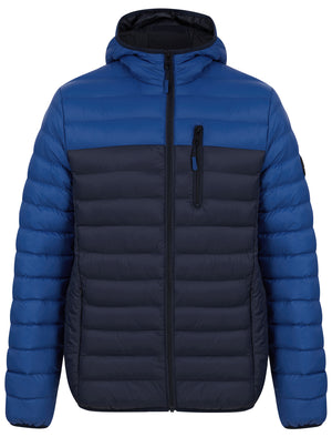 Virgo Colour Block Quilted Puffer Jacket with Hood in Sodalite Blue - Tokyo Laundry
