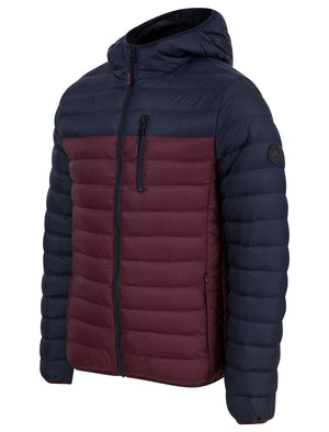 Virgo Colour Block Quilted Puffer Jacket with Hood in Tawny Port - Tokyo Laundry