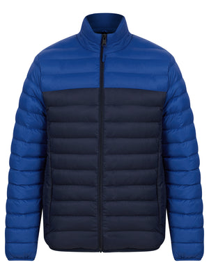 Inali Colour Block Funnel Neck Quilted Puffer Jacket with Fleece Lined Collar in Sodalite Blue - Tokyo Laundry