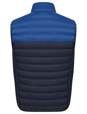 Yestin Colour Block Quilted Puffer Gilet with Fleece Lined Collar in Sodalite Blue - Tokyo Laundry
