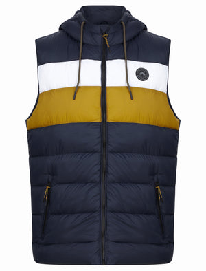 Therius Micro Fleece Lined Quilted Puffer Gilet with Hood in Golden Brown - Tokyo Laundry