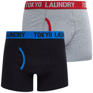 Sadiki (2 Pack) Boxer Shorts Set in Jet Blue / Barados Cherry - Tokyo Laundry