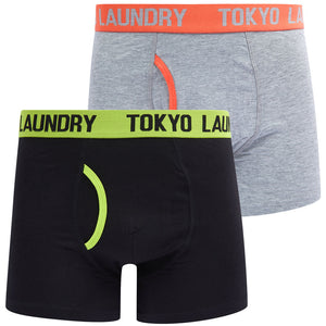 Sadiki (2 Pack) Boxer Shorts Set in Love Bird Green / Hot Coral - Tokyo Laundry
